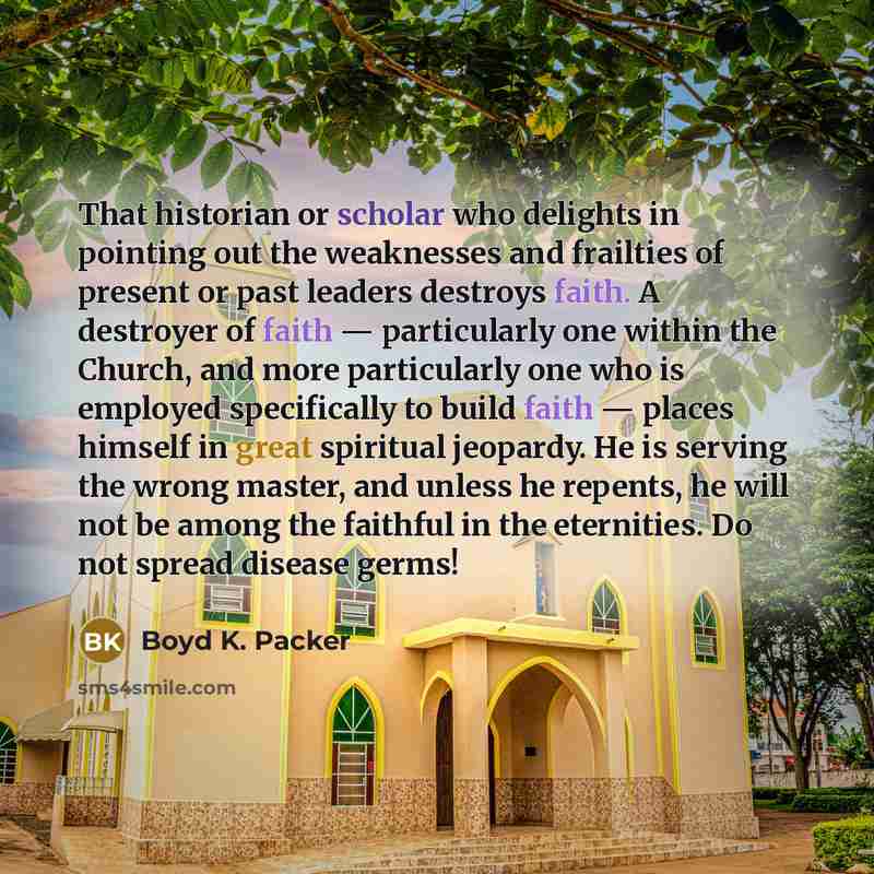 “That historian or scholar who delights in pointing out the…” quote by Boyd K. Packer
