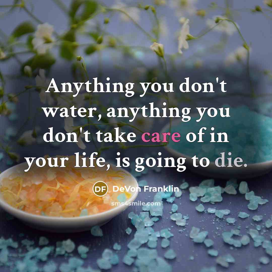“Anything you don't water, anything you don't take care of…” quote by DeVon Franklin
