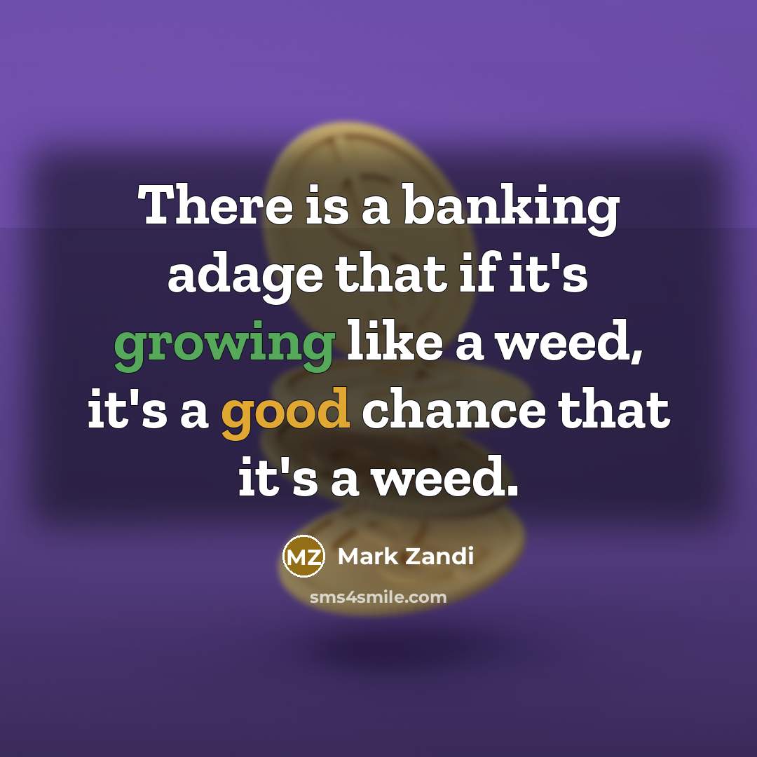 “There is a banking adage that if it's growing like…” quote by Mark Zandi