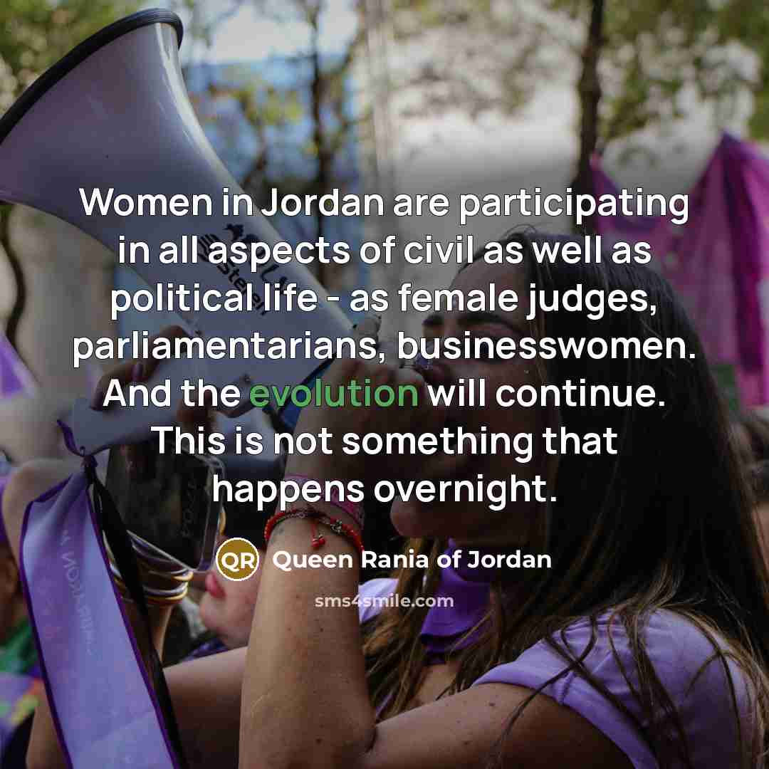 “Women in Jordan are participating in all aspects of civil…” quote by Queen Rania of Jordan