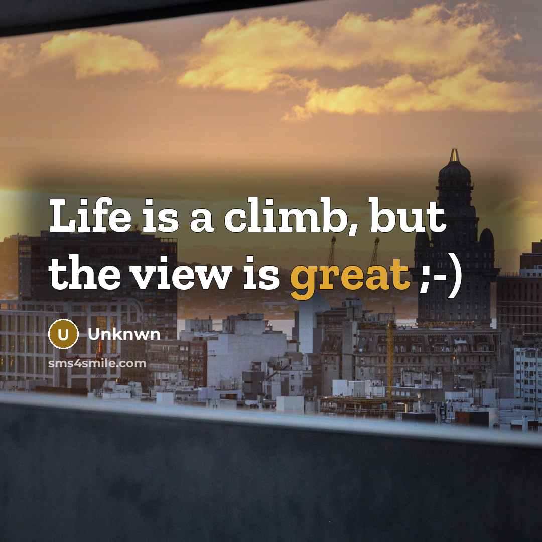 “Life is a climb, but the view is great ;-)…” quote by Unknwn