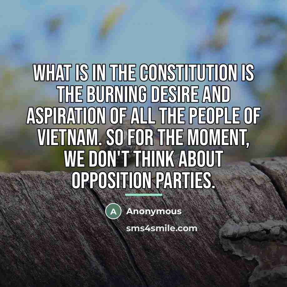 “What is in the Constitution is the burning desire and…” quote by Anonymous