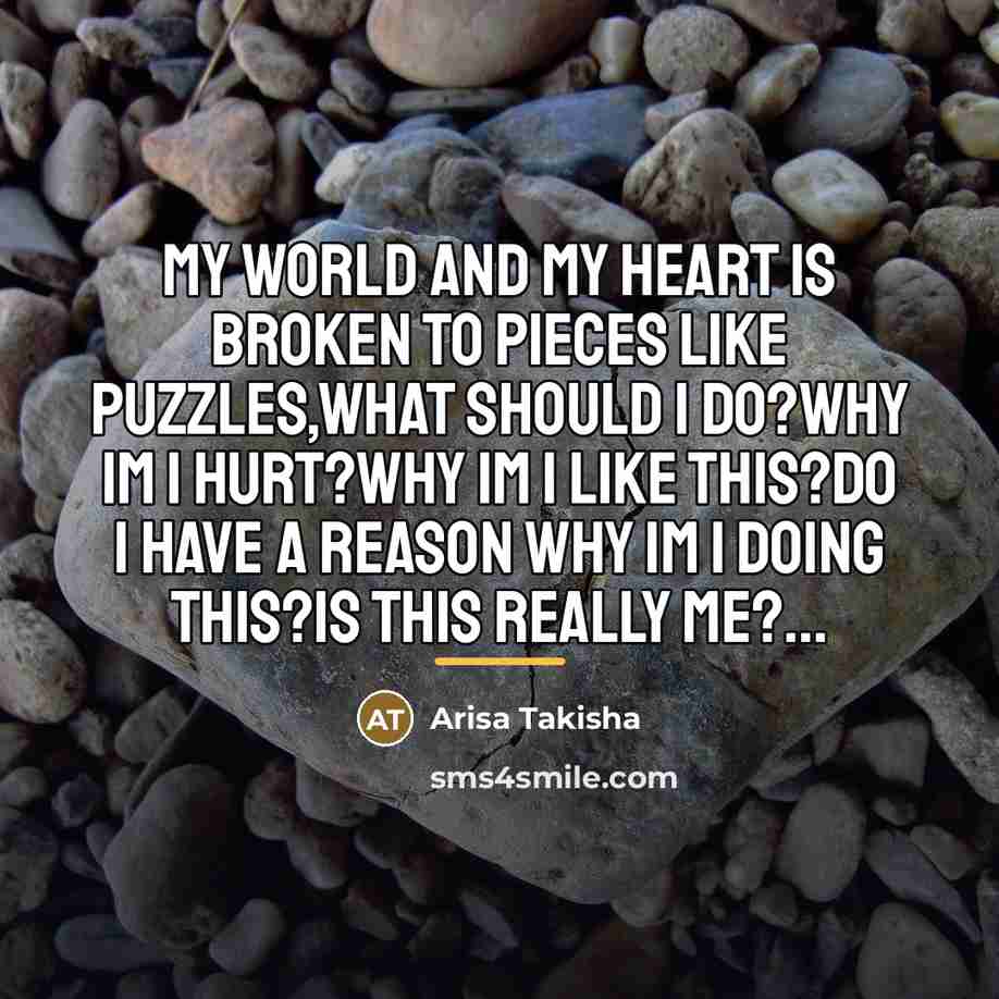 “My world and my heart is broken to pieces like…” quote by Arisa Takisha