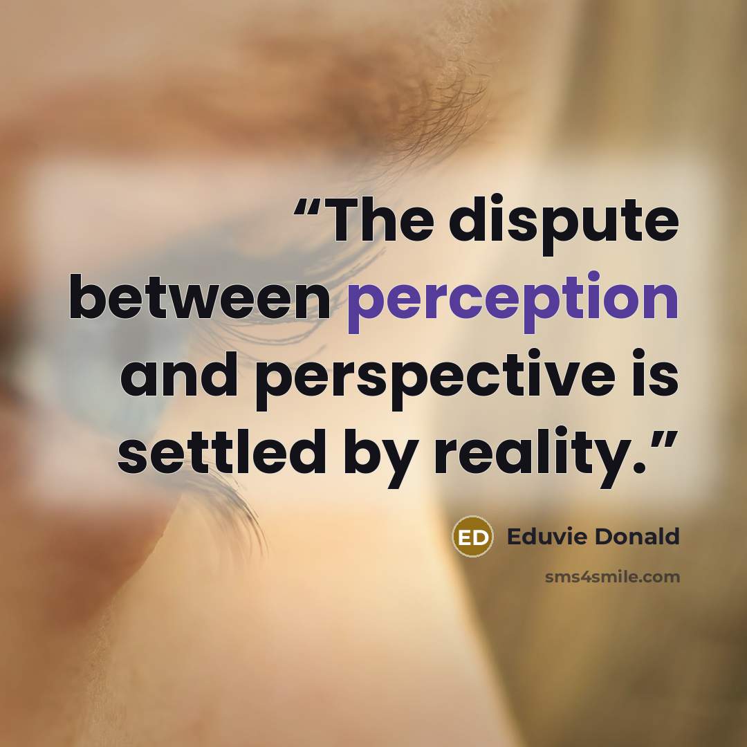 “The dispute between perception and perspective is settled by reality.” quote by Eduvie Donald