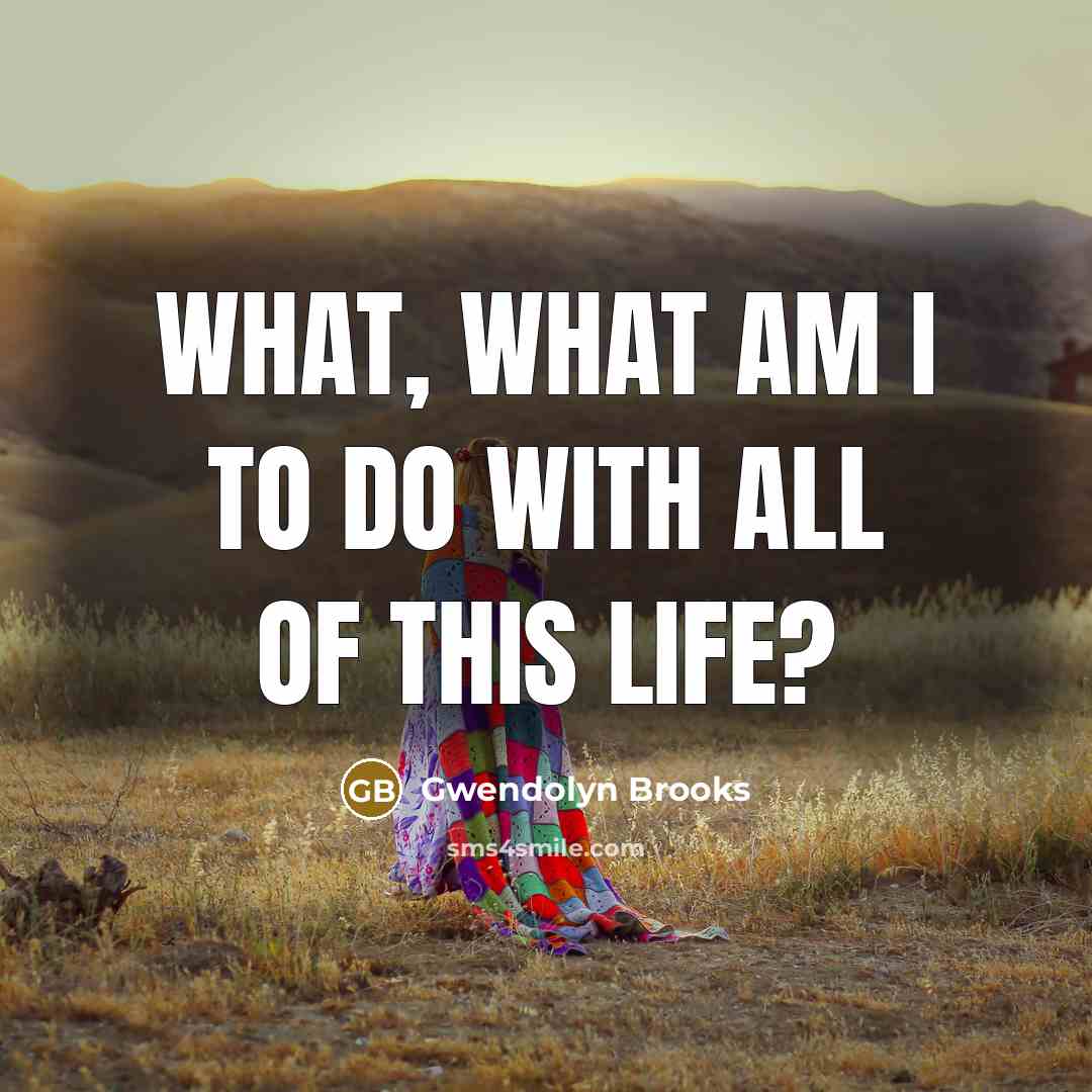 “What, what am I to do with all of this…” quote by Gwendolyn Brooks