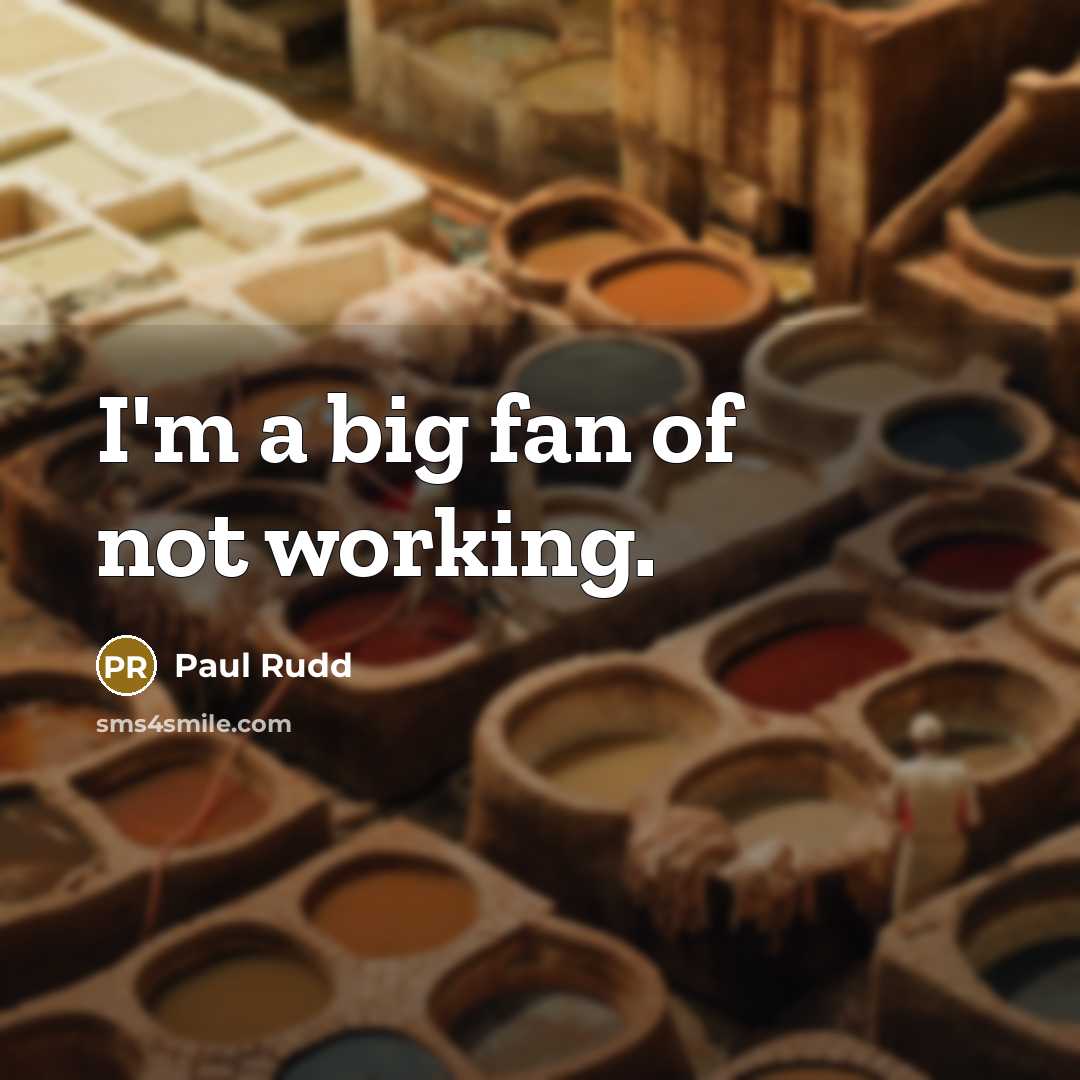 “I'm a big fan of not working.…” quote by Paul Rudd