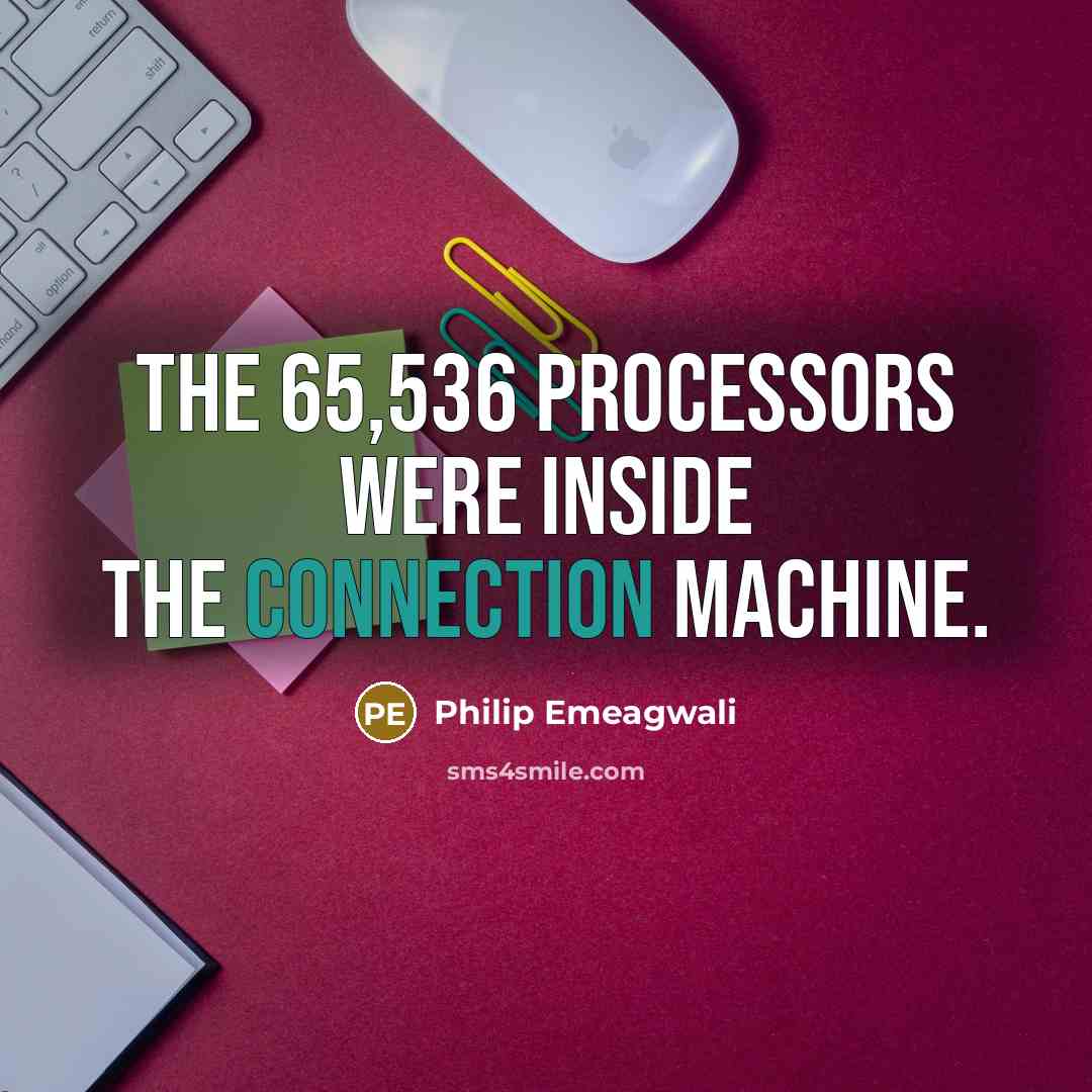 “The 65,536 processors were inside the Connection Machine.…” quote by Philip Emeagwali