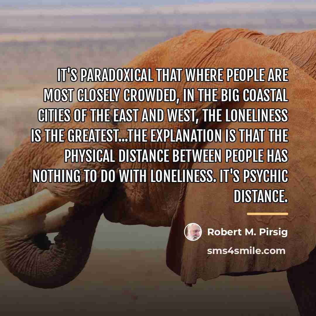 “It's paradoxical that where people are most closely crowded, in…” quote by Robert M. Pirsig