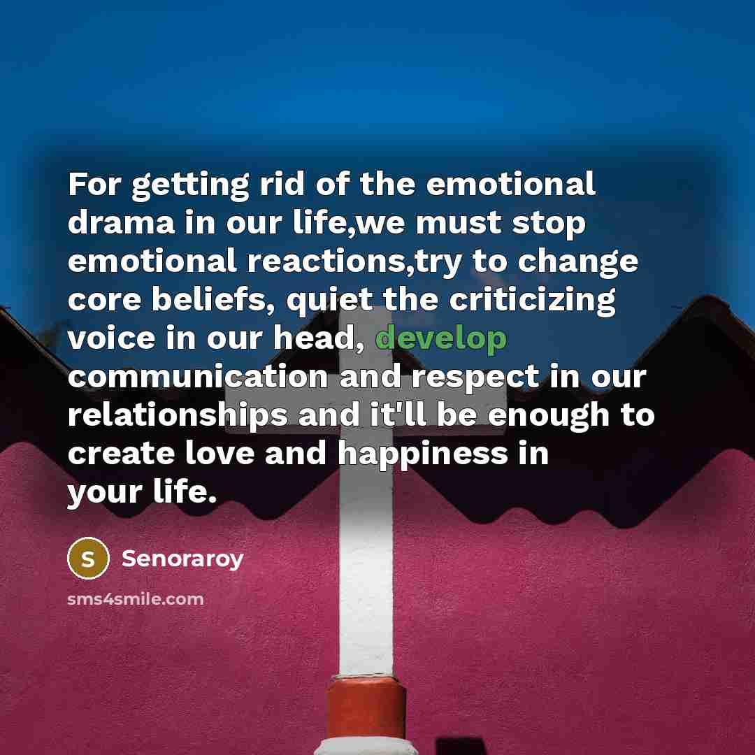 “For getting rid of the emotional drama in our life,we…” quote by Senoraroy