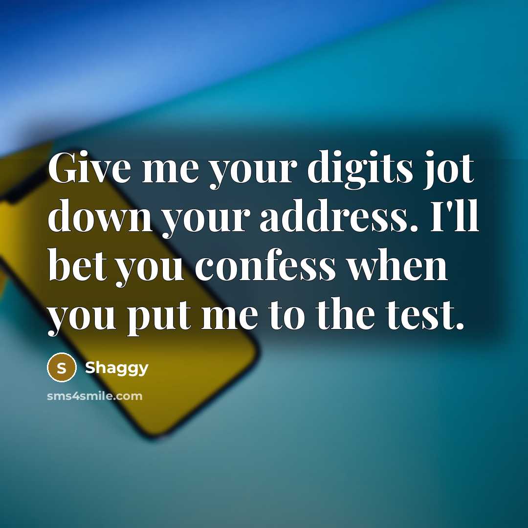 “Give me your digits jot down your address. I'll bet…” quote by Shaggy