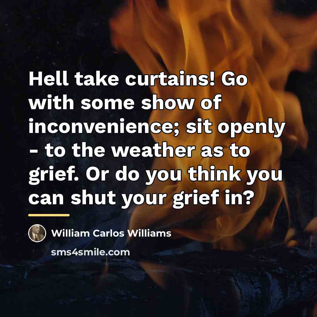 “Hell take curtains! Go with some show of inconvenience; sit…” quote by William Carlos Williams