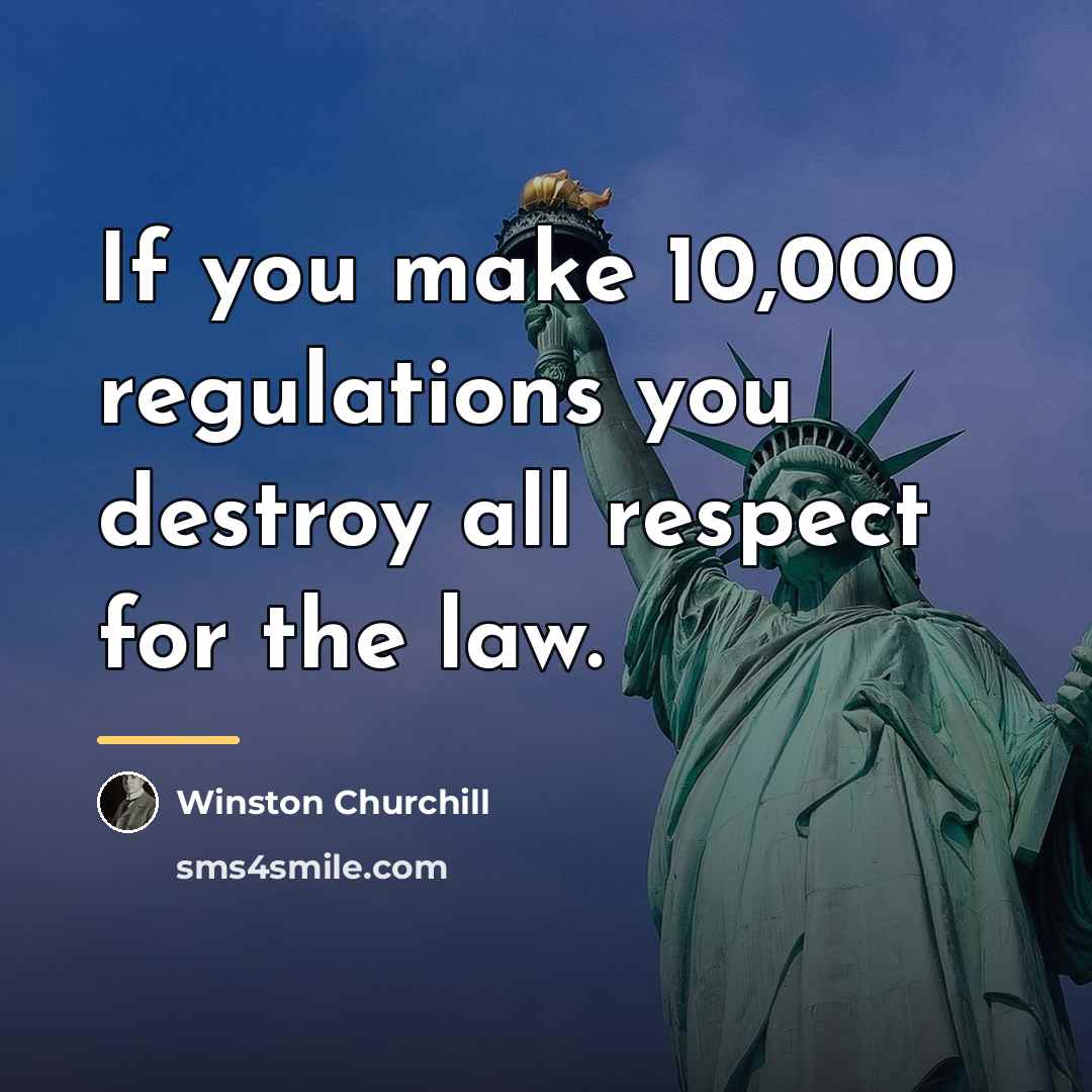 “If you make 10,000 regulations you destroy all respect for…” quote by Winston Churchill