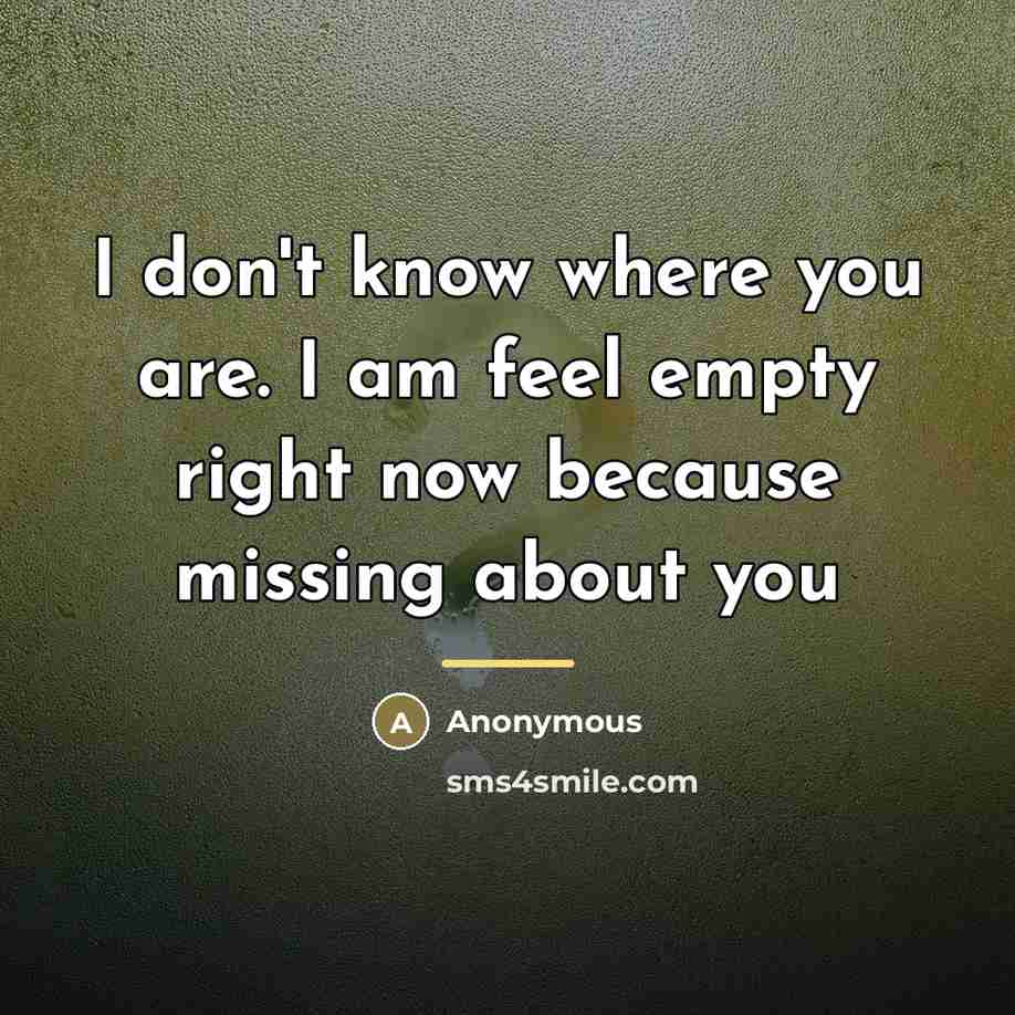 “I don't know where you are. I am feel empty…” quote by Anonymous