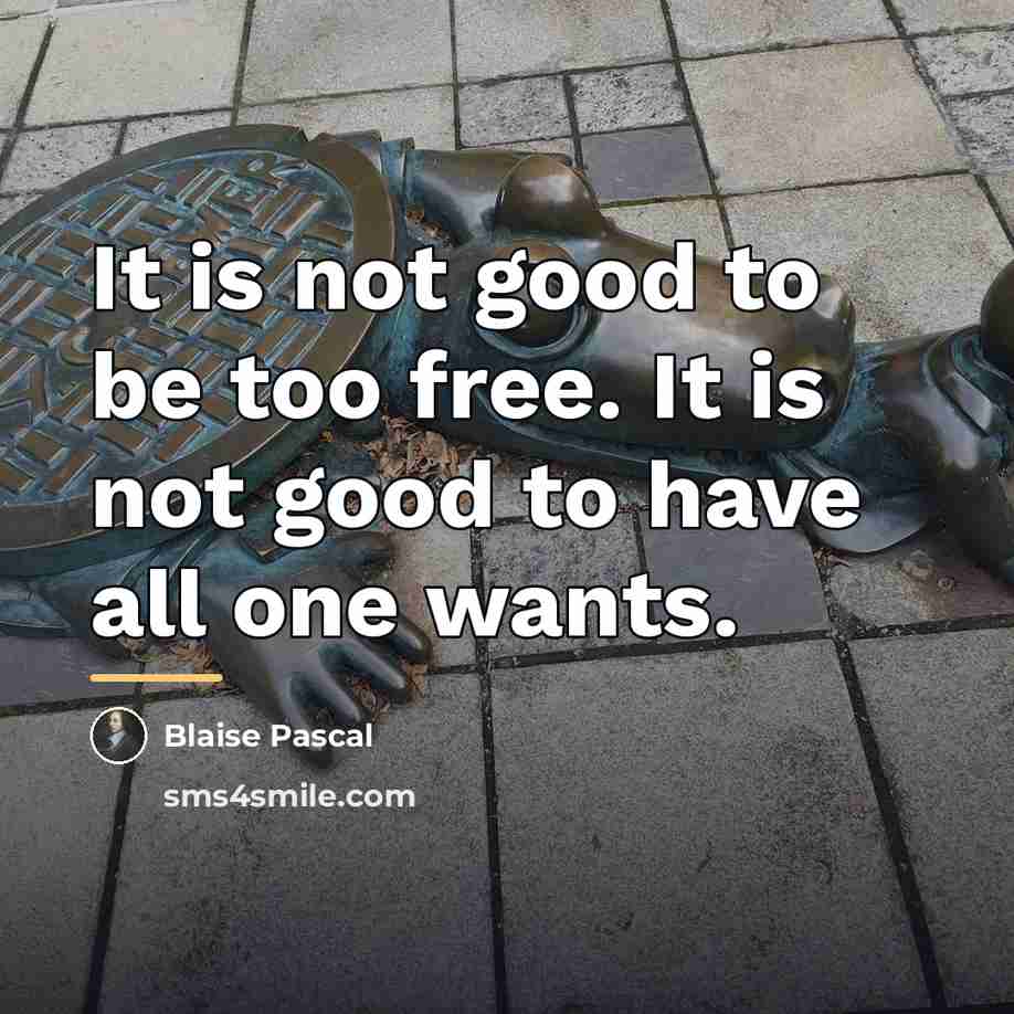 “It is not good to be too free. It is…” quote by Blaise Pascal