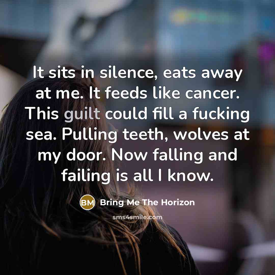 “It sits in silence, eats away at me. It feeds…” quote by Bring Me The Horizon
