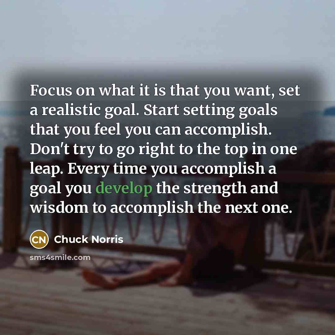 “Focus on what it is that you want, set a…” quote by Chuck Norris
