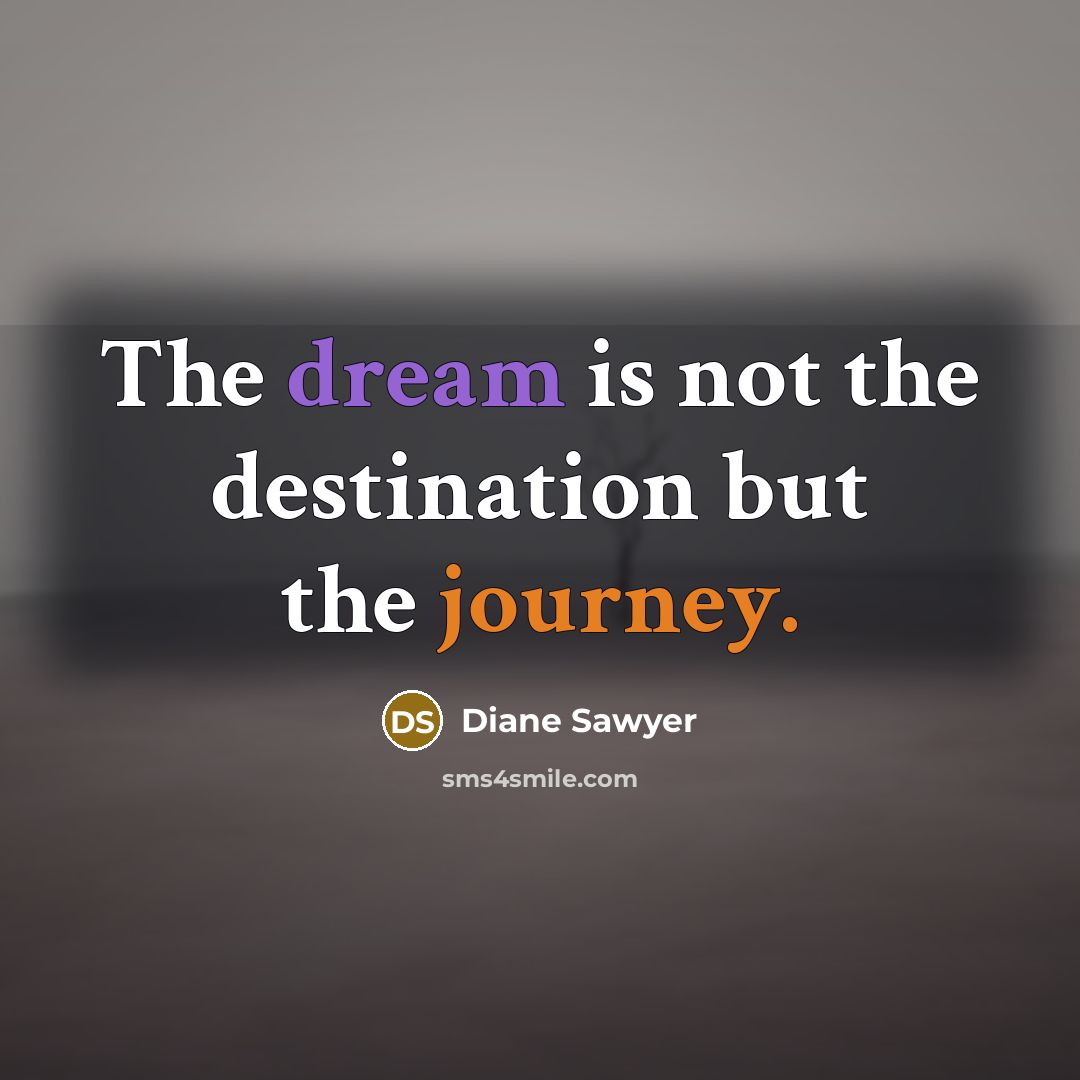 “The dream is not the destination but the journey.…” quote by Diane Sawyer