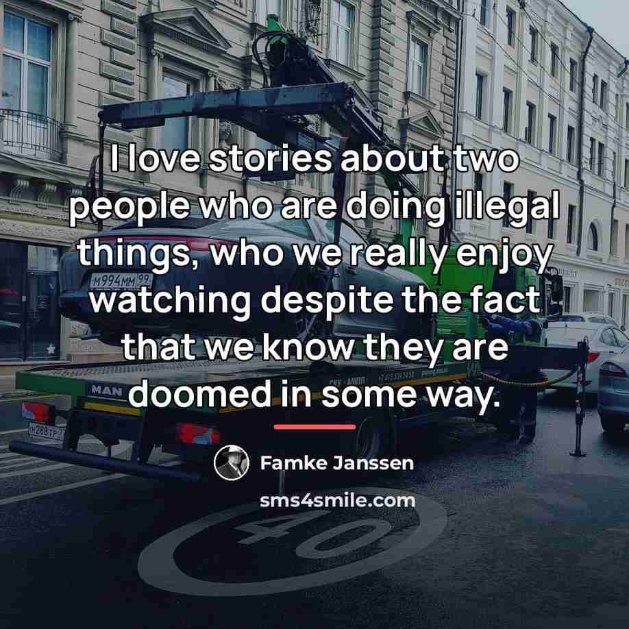 “I love stories about two people who are doing illegal…” quote by Famke Janssen