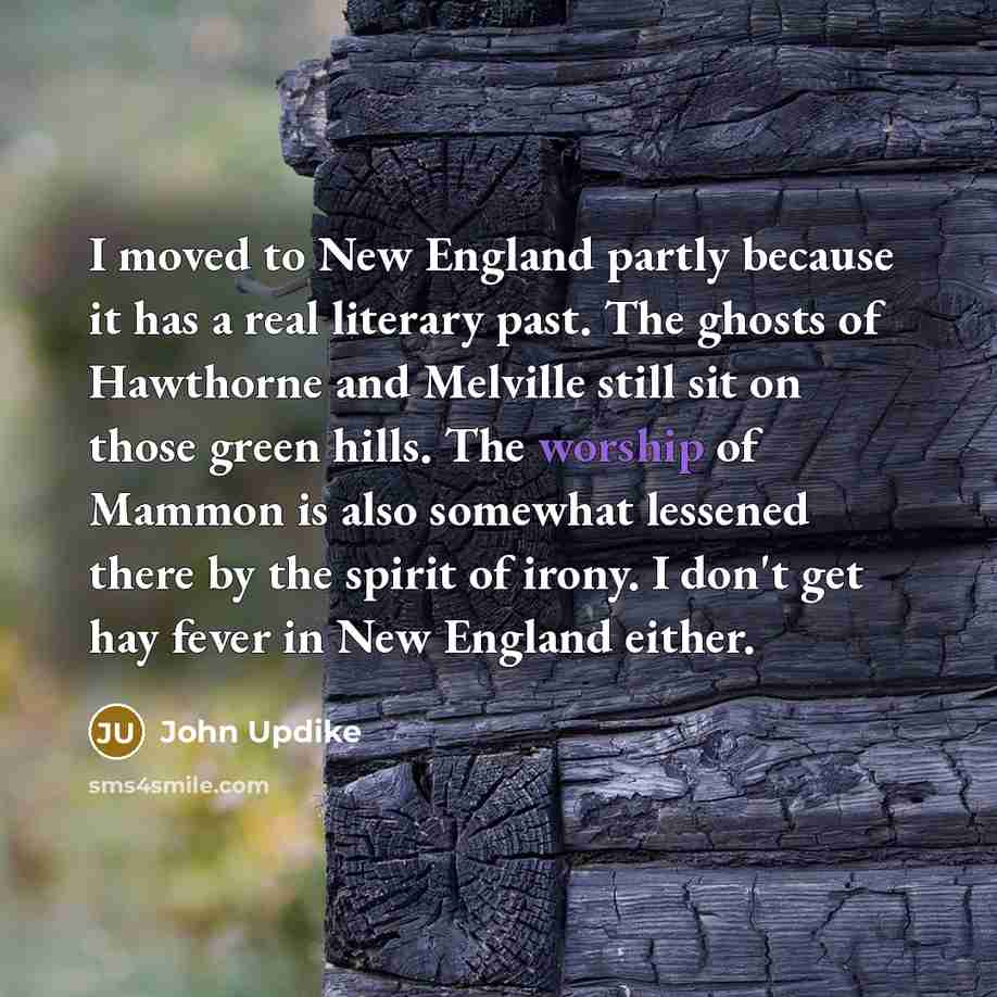 “I moved to New England partly because it has a…” quote by John Updike