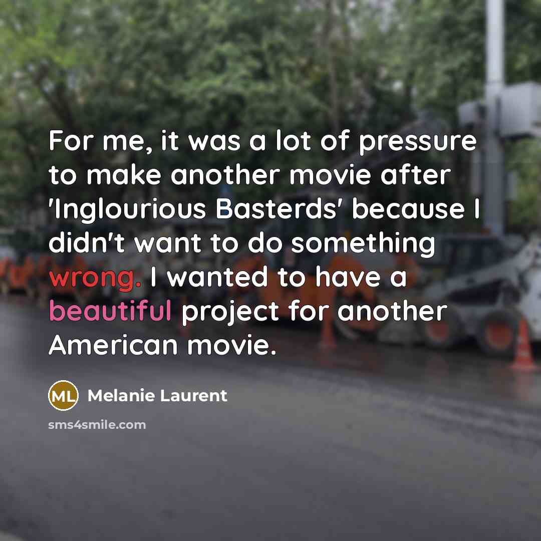 “For me, it was a lot of pressure to make…” quote by Melanie Laurent
