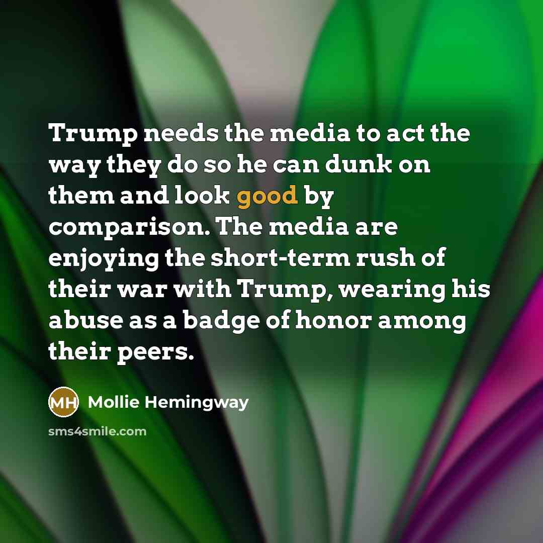 “Trump needs the media to act the way they do…” quote by Mollie Hemingway