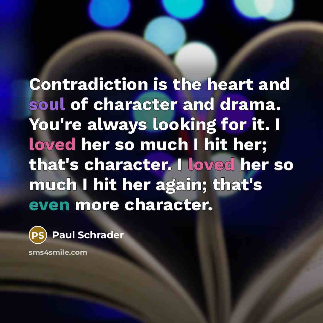 “Contradiction is the heart and soul of character and drama.…” quote by Paul Schrader