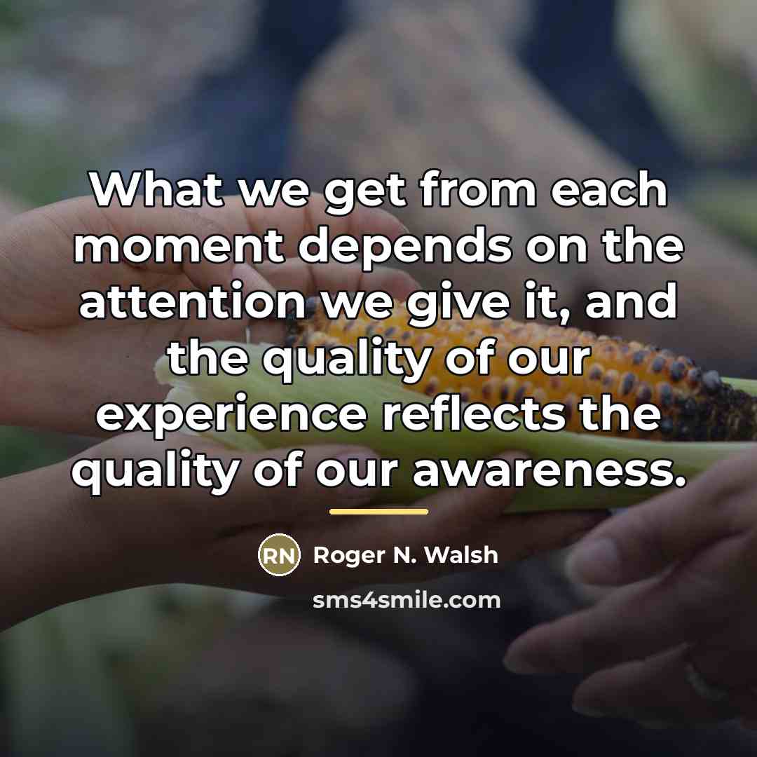 “What we get from each moment depends on the attention…” quote by Roger N. Walsh