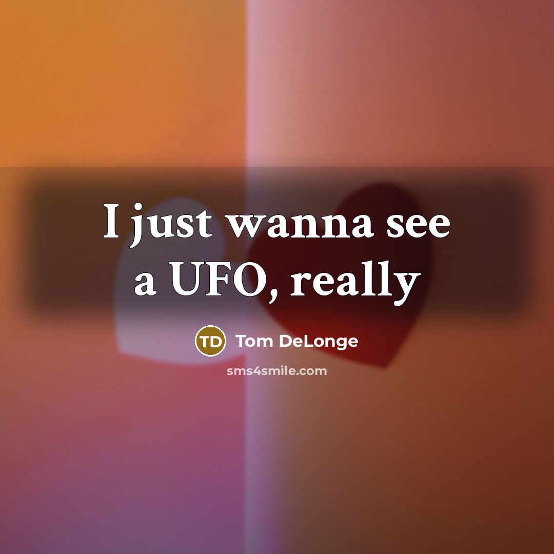“I just wanna see a UFO, really…” quote by Tom DeLonge