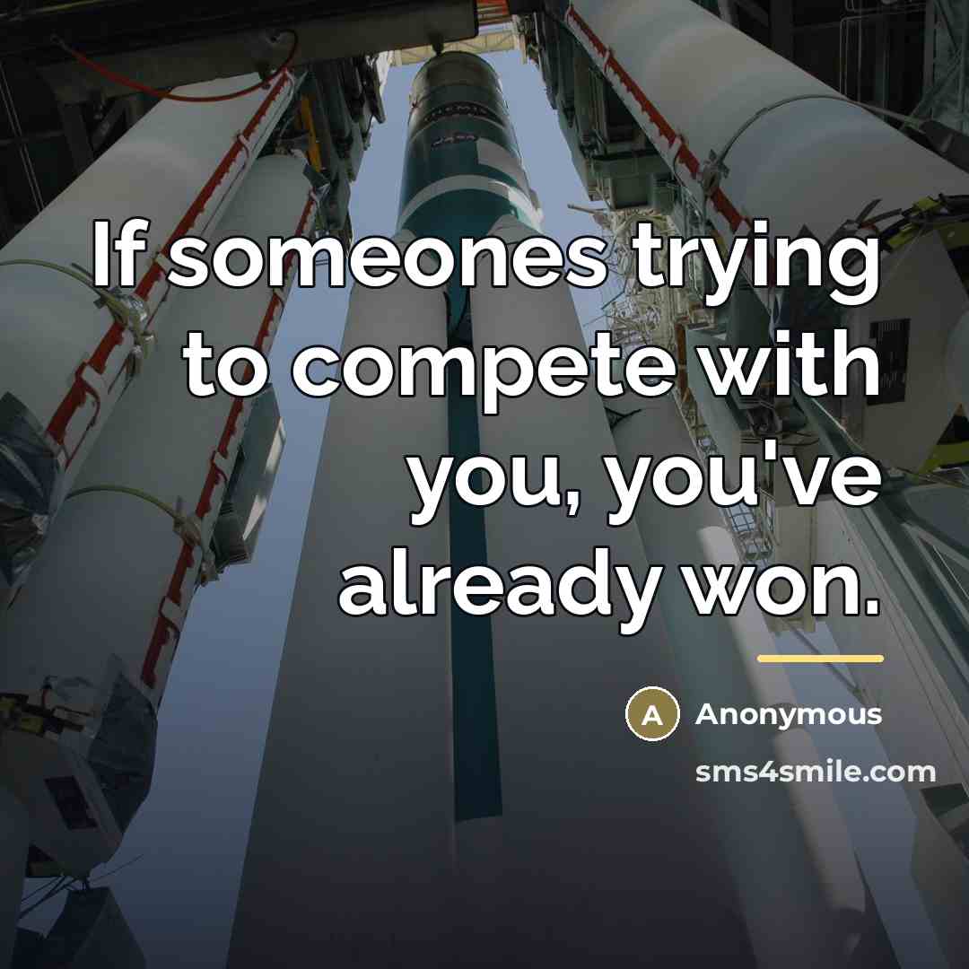 “If someones trying to compete with you, you've already won.…” quote by Anonymous