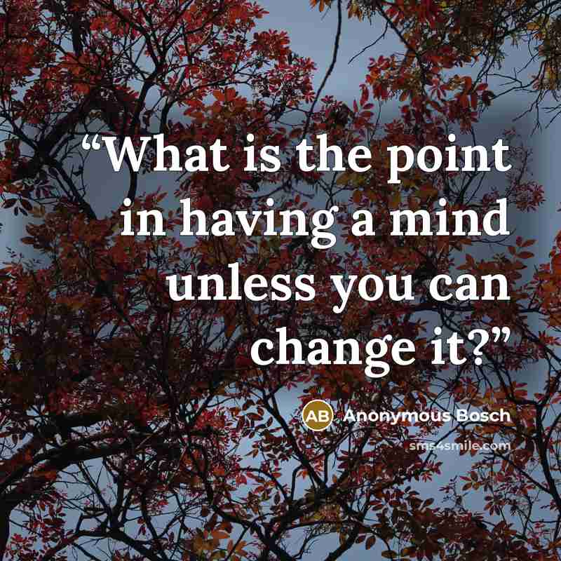 “What is the point in having a mind unless you can change it?” quote by Anonymous Bosch