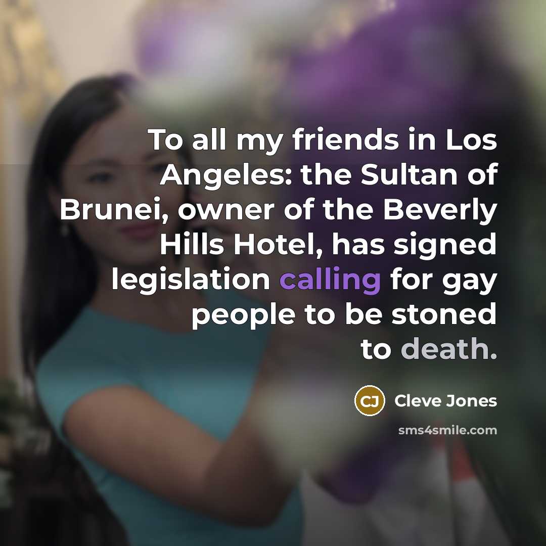 “To all my friends in Los Angeles: the Sultan of…” quote by Cleve Jones