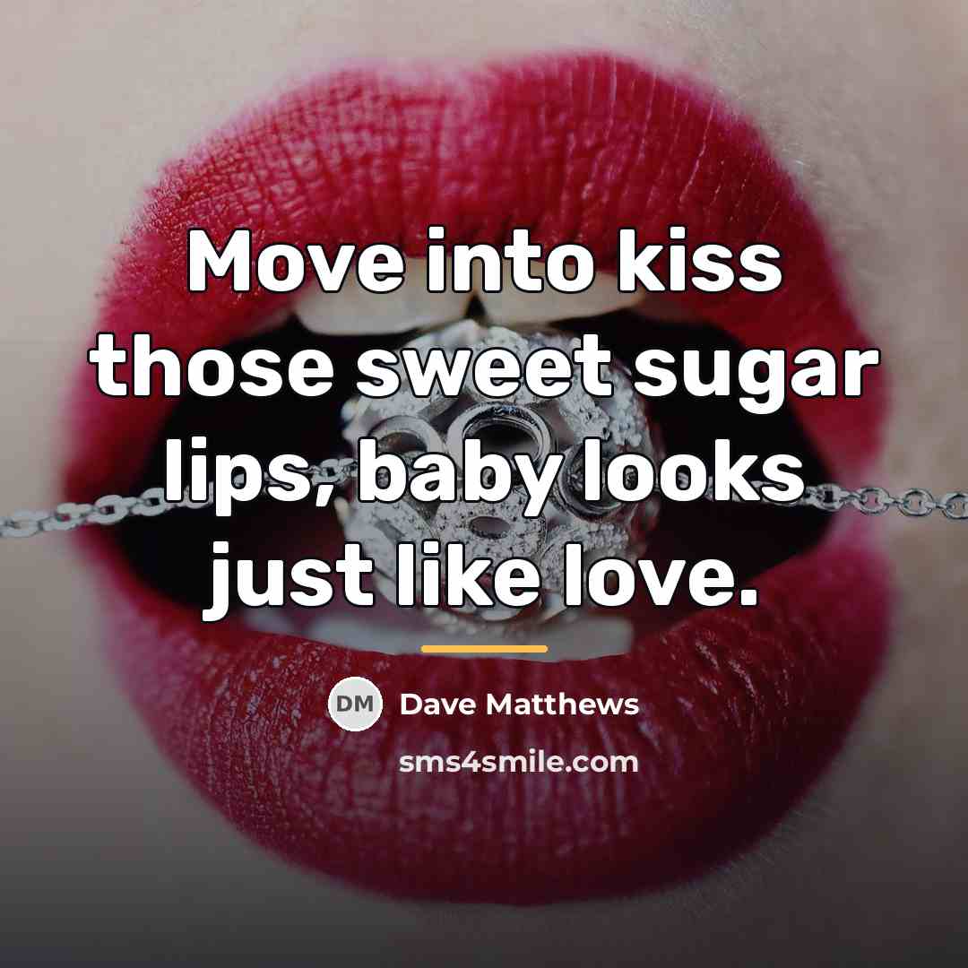 “Move into kiss those sweet sugar lips, baby looks just…” quote by Dave Matthews