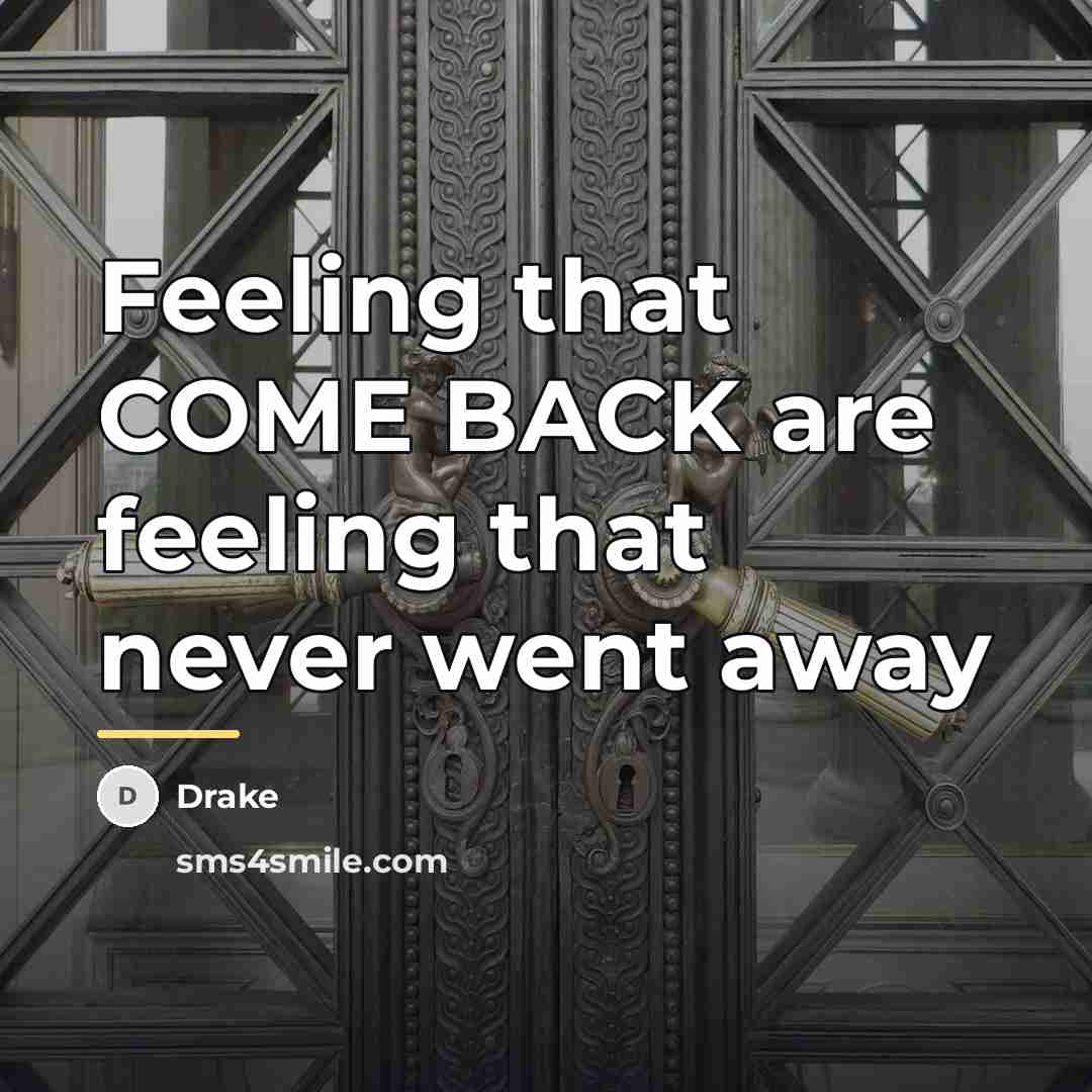 “Feeling that COME BACK are feeling that never went away…” quote by Drake