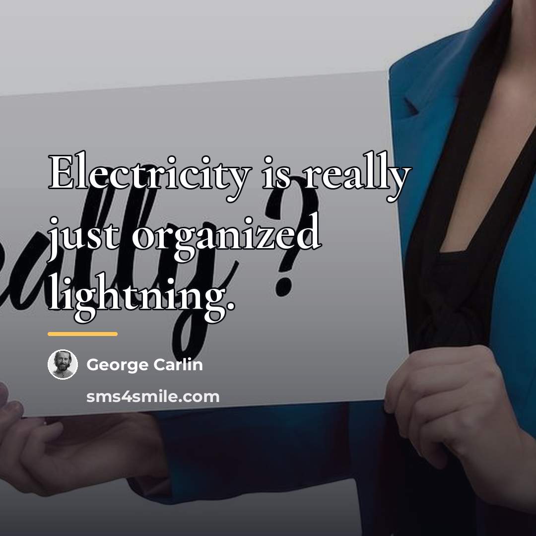 “Electricity is really just organized lightning.…” quote by George Carlin