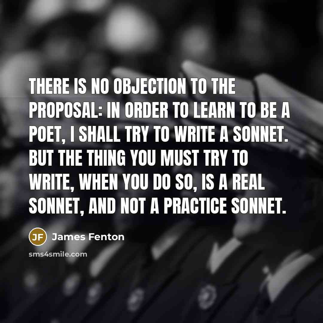 “There is no objection to the proposal: in order to…” quote by James Fenton