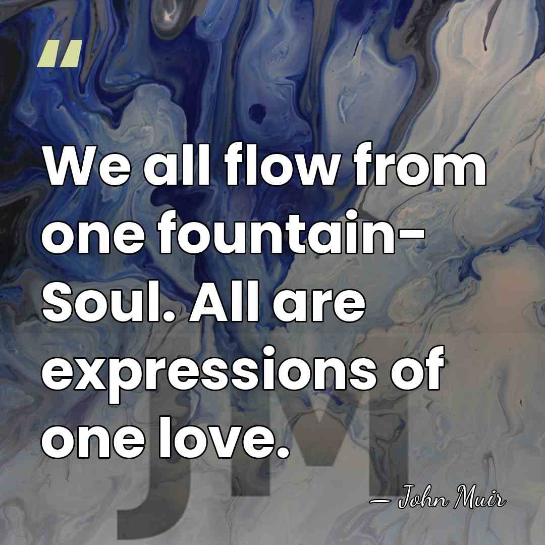 We all flow from one fountain- Soul. All are expressions of one&hellip; - John Muir