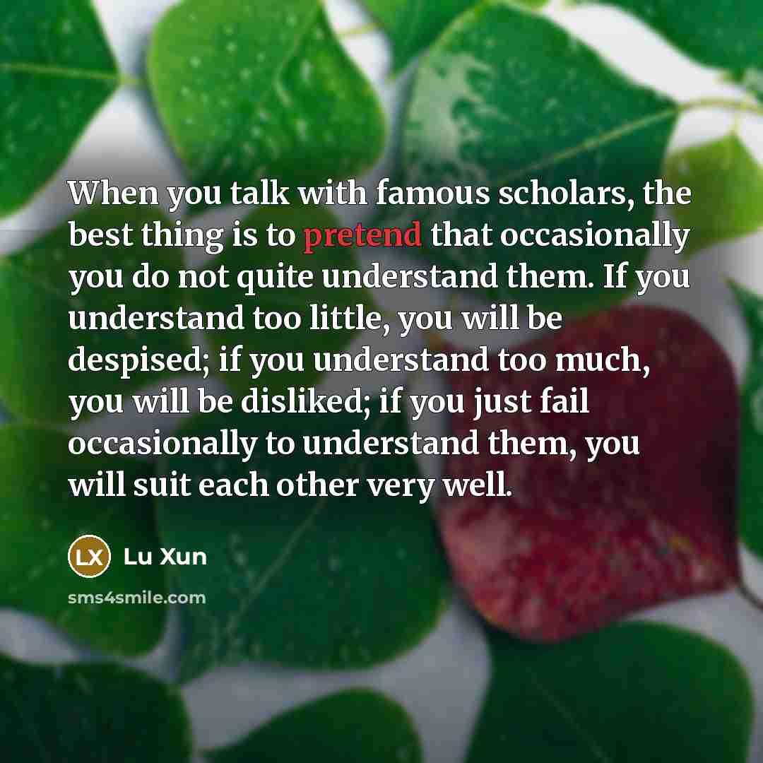 “When you talk with famous scholars, the best thing is…” quote by Lu Xun