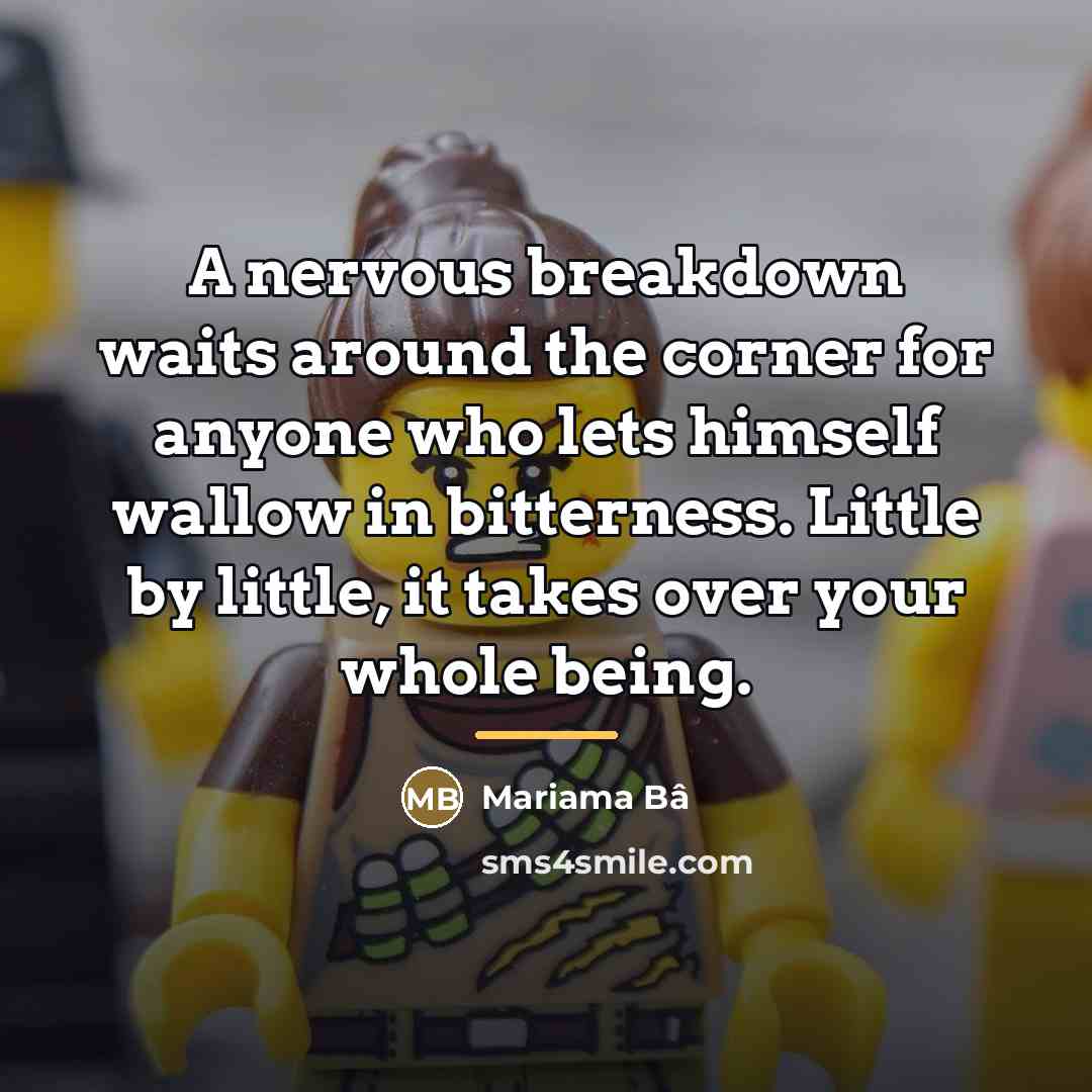 “A nervous breakdown waits around the corner for anyone who…” quote by Mariama Bâ