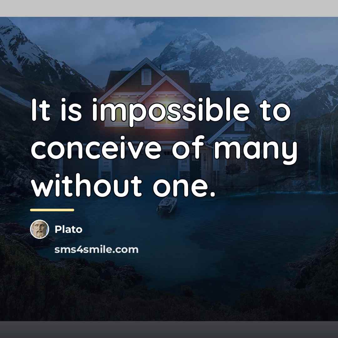 “It is impossible to conceive of many without one.…” quote by Plato