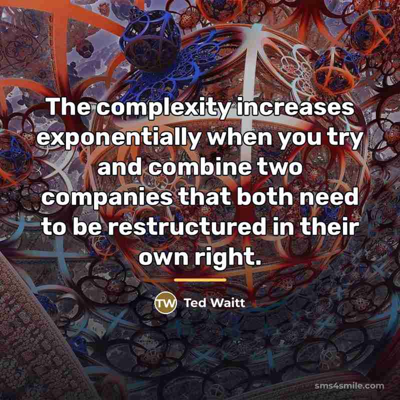 “The complexity increases exponentially when you try and combine two…” quote by Ted Waitt