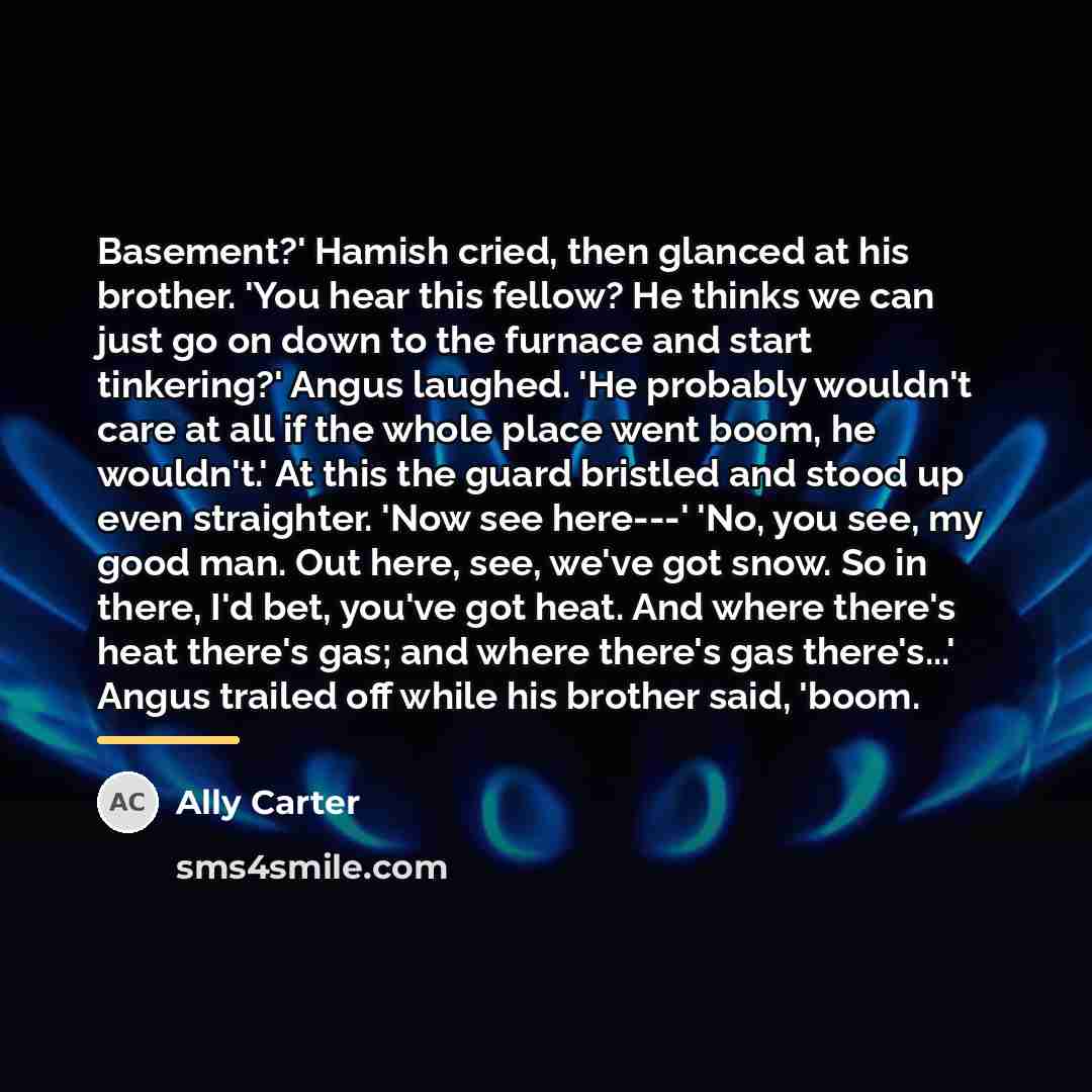 “Basement?' Hamish cried, then glanced at his brother. 'You hear…” quote by Ally Carter