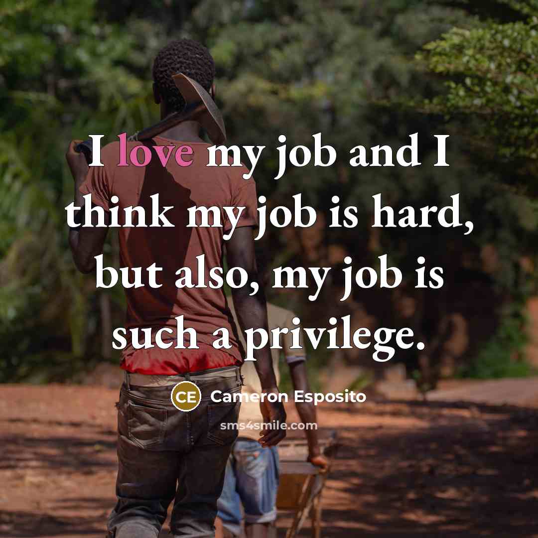 “I love my job and I think my job is hard, but also, my job is such a privilege.” quote by Cameron Esposito