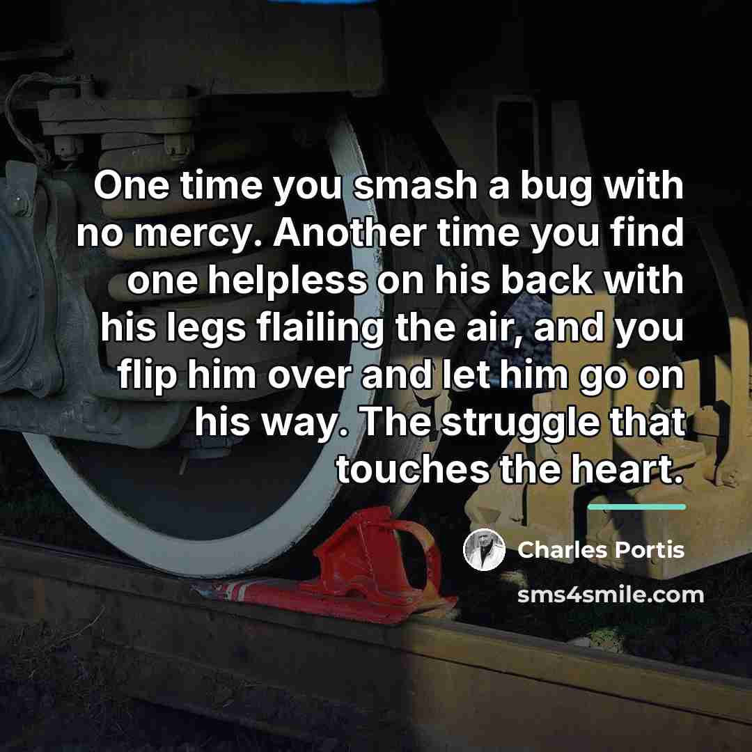 “One time you smash a bug with no mercy. Another…” quote by Charles Portis