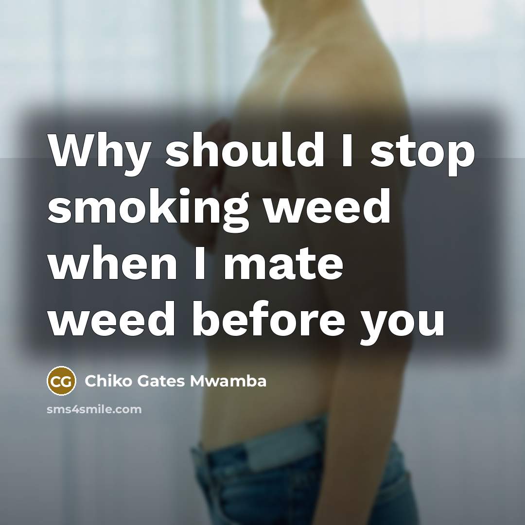 “Why should I stop smoking weed when I mate weed…” quote by Chiko Gates Mwamba