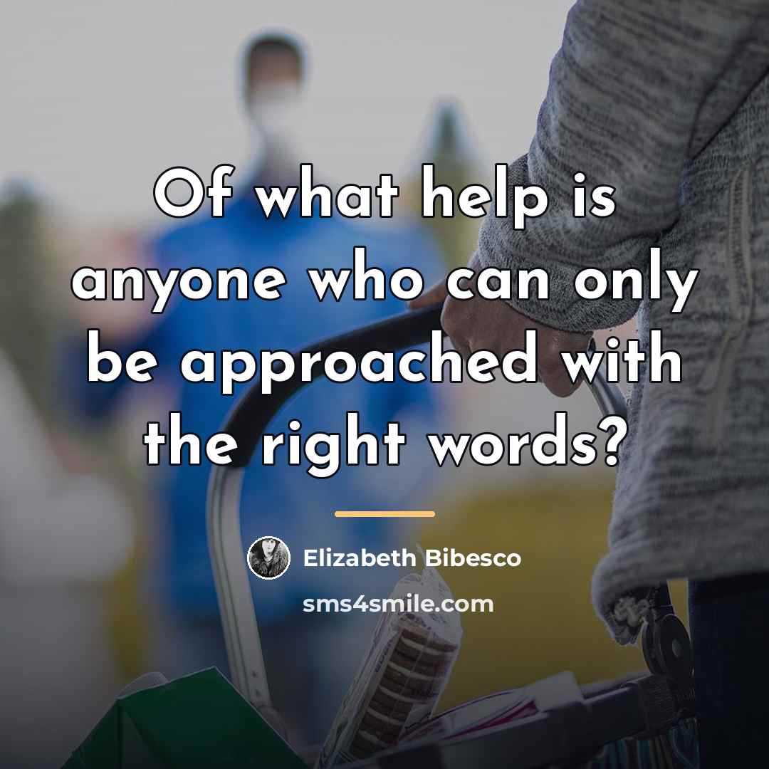 “Of what help is anyone who can only be approached…” quote by Elizabeth Bibesco