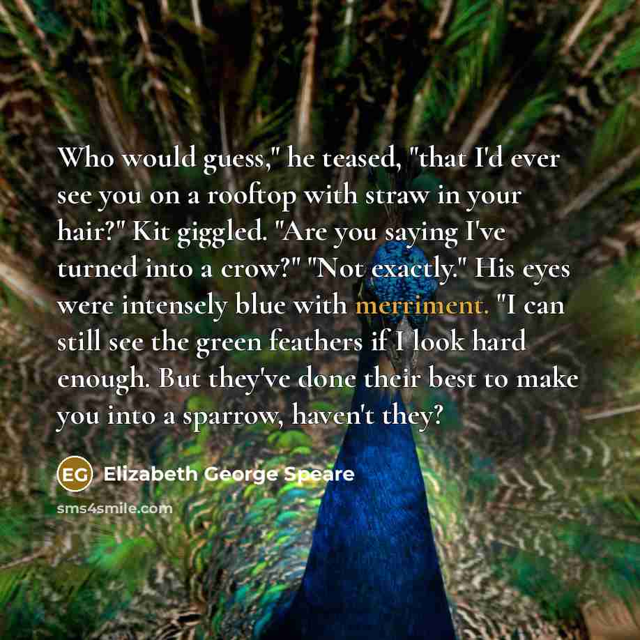 “Who would guess," he teased, "that I'd ever see you…” quote by Elizabeth George Speare