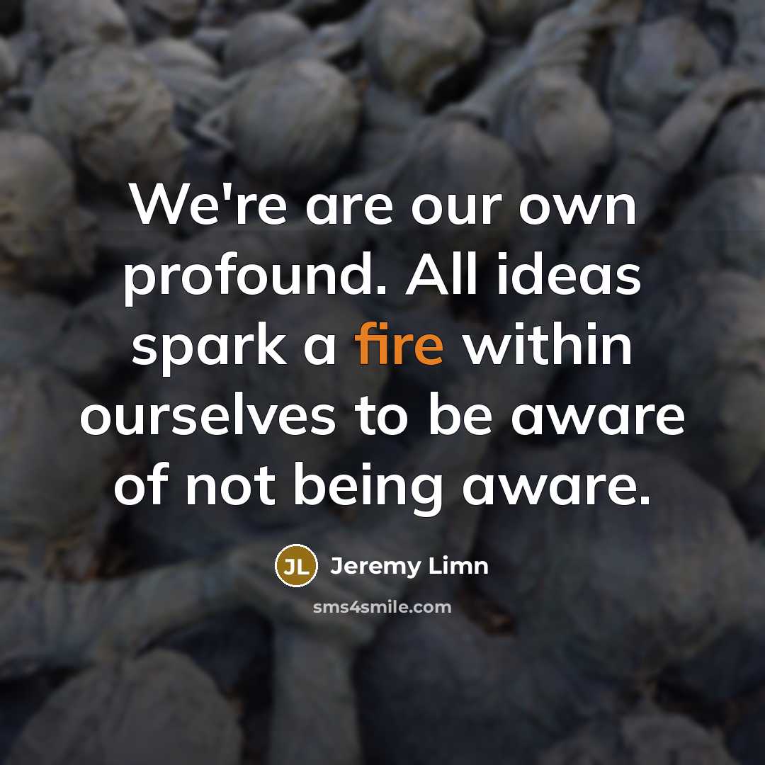 “We're are our own profound. All ideas spark a fire…” quote by Jeremy Limn