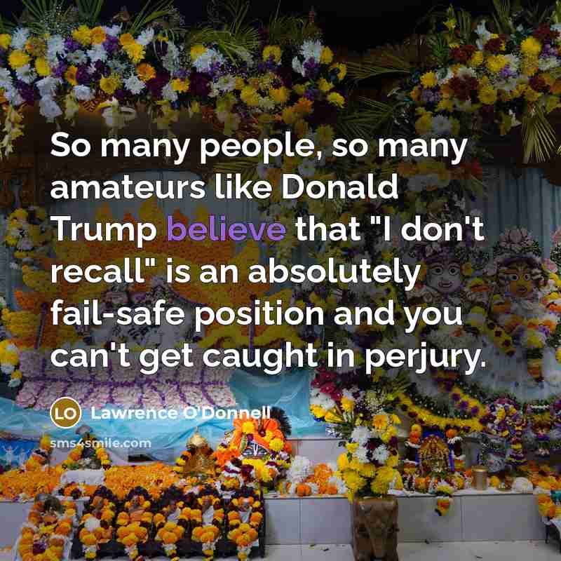 “So many people, so many amateurs like Donald Trump believe…” quote by Lawrence O'Donnell