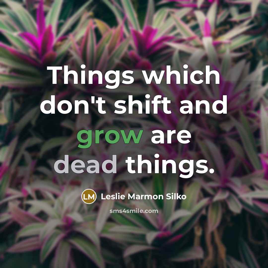 “Things which don't shift and grow are dead things.” quote by Leslie Marmon Silko