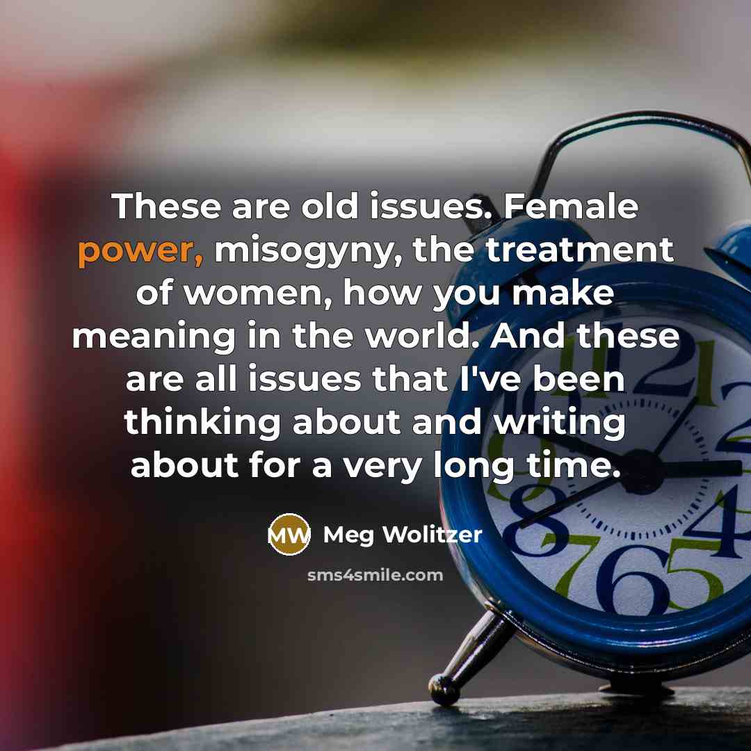 “These are old issues. Female power, misogyny, the treatment of…” quote by Meg Wolitzer